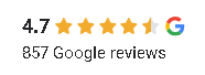 4.7 stars, 857 Google reviews